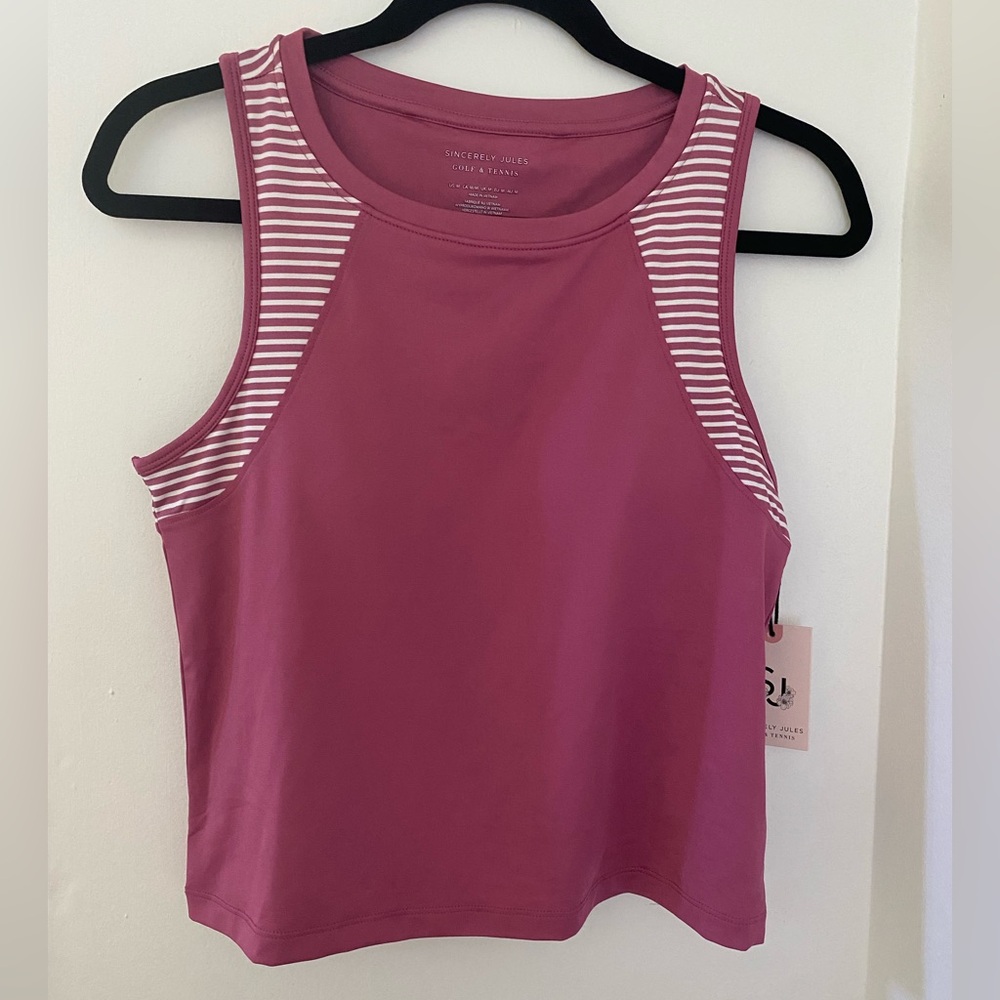 Sincerely Jules Golf & Tennis Crop Sports Bra Tank Top Women’s Size Med Pink